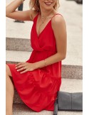 Delicate dress with a red envelope neckline PR3200 - Online store - Boutique